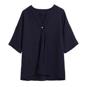 Navy Blue Women’s Casual Top – Size 2XL, Versatile Everyday Essential